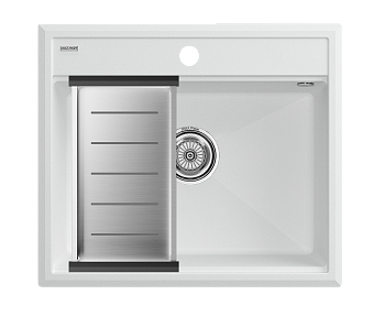 Кухонная мойка + коландер Paulmark PM115951-WH+A375-BS 59х51 цвет белый